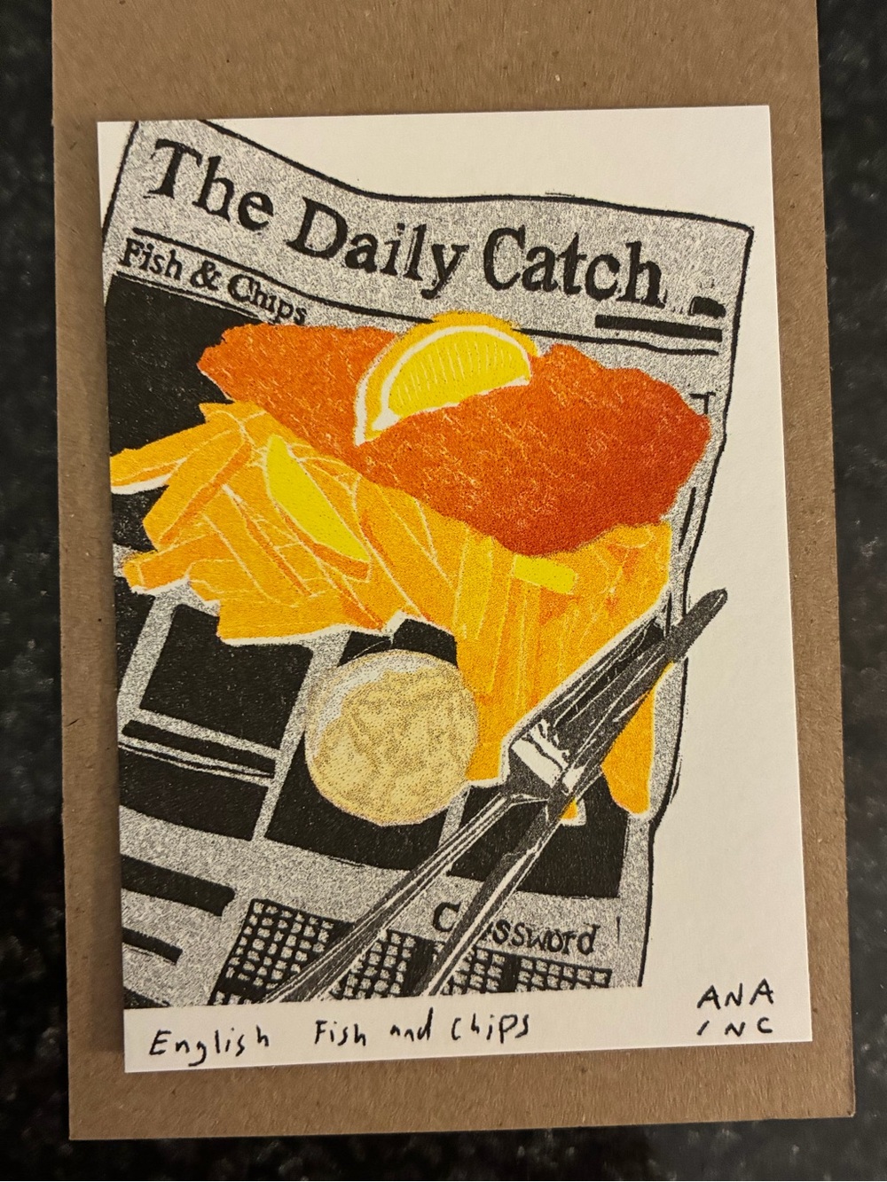 Ana Inciardi Mini Print- ENGLISH FISH AND CHIPS - World Cup Vending Machine